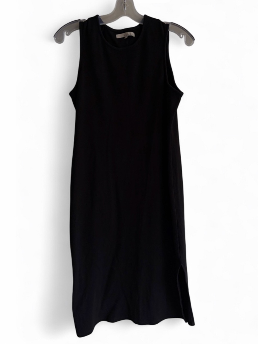 MONK & LOU Black Ribbed Bodycon Maxi Dress Bottom Side Slit - Like New | LARGE